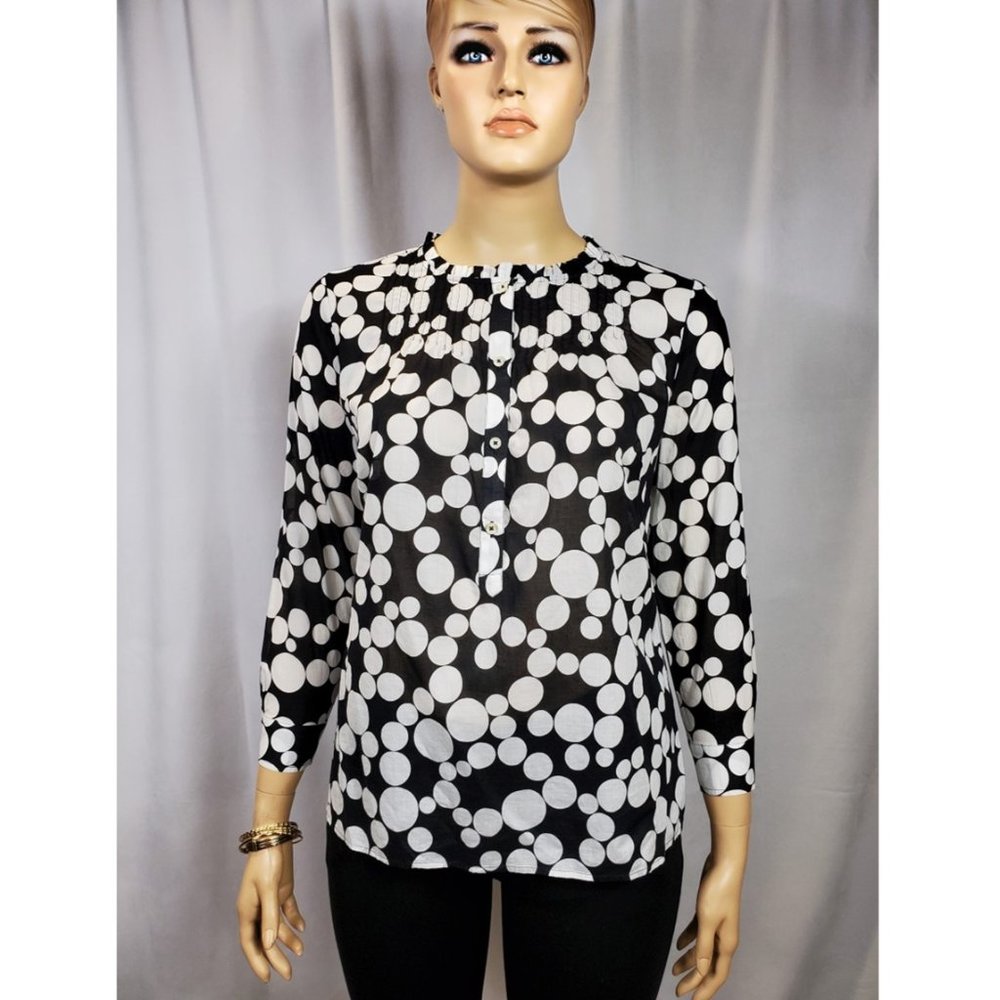 FEATHERLIGHT PINTUCK VOILE POPOVER TOP WITH WHIMSICAL DOTS (PLUS SIZE X)